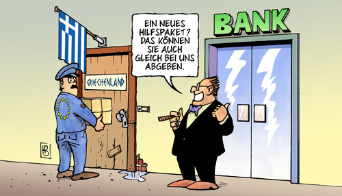 Cartoon: Neues Hilfspaket (medium) by Harm Bengen tagged hilfspaket,griechenland,schäuble,bundestag,bank,banken,eu,schulden,spekulation,hilfspaket,griechenland,schäuble,bundestag,banken,bank,eu,schulden,spekulation