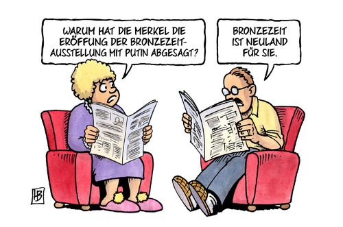 Cartoon: Neuland (medium) by Harm Bengen tagged neuland,merkle,putin,internet,bronzezeit,ausstellung,eröffnung,absage,beutekunst,russland,deutschland,regierung,harm,bengen,cartoon,karikatur,neuland,merkle,putin,internet,bronzezeit,ausstellung,eröffnung,absage,beutekunst,russland,deutschland,regierung,harm,bengen,cartoon,karikatur