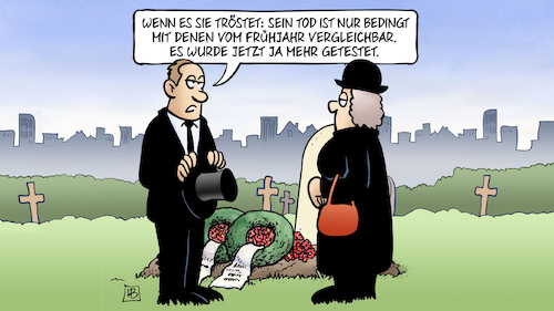 Cartoon: Nicht vergleichbar (medium) by Harm Bengen tagged trost,tod,vergleichbar,beerdigung,beisetzung,friedhof,witwe,trauer,corona,tests,kondolenz,rekordinfektionen,harm,bengen,cartoon,karikatur,trost,tod,vergleichbar,beerdigung,beisetzung,friedhof,witwe,trauer,corona,tests,kondolenz,rekordinfektionen,harm,bengen,cartoon,karikatur