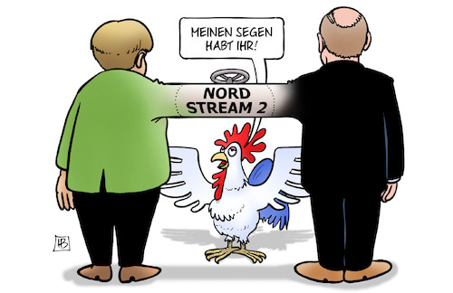 Cartoon: Nord Stream 2-Segen (medium) by Harm Bengen tagged segen,nord,stream,pipeline,merkel,putin,deutschland,russland,gazprom,gas,gallischer,hahn,frankreich,harm,bengen,cartoon,karikatur,segen,nord,stream,pipeline,merkel,putin,deutschland,russland,gazprom,gas,gallischer,hahn,frankreich,harm,bengen,cartoon,karikatur