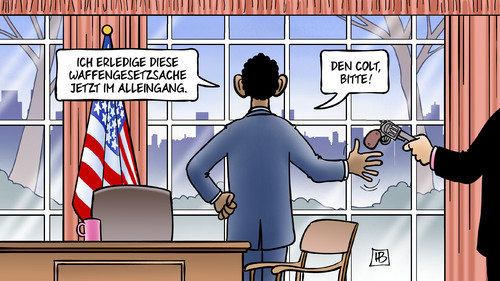 Cartoon: Obama und Waffen (medium) by Harm Bengen tagged alleingang,waffengesetze,usa,obama,colt,präsident,harm,bengen,cartoon,karikatur,alleingang,waffengesetze,usa,obama,colt,präsident,harm,bengen,cartoon,karikatur
