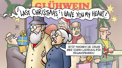 Cartoon: Organspende-Werbung (medium) by Harm Bengen tagged werbung,organspenden,last,christmas,weihnachtsmarkt,weihnachten,musik,susemil,harm,bengen,cartoon,karikatur,werbung,organspenden,last,christmas,weihnachtsmarkt,weihnachten,musik,susemil,harm,bengen,cartoon,karikatur