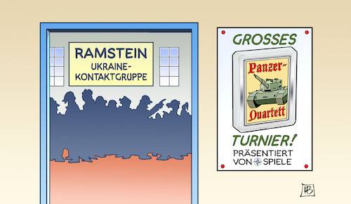 Cartoon: Panzer-Quartett (medium) by Harm Bengen tagged ramstein,ukraine,kontaktgruppe,quartett,kartenspiel,turnier,abrams,leopard,panzer,druck,schuh,krieg,russland,harm,bengen,cartoon,karikatur,ramstein,ukraine,kontaktgruppe,quartett,kartenspiel,turnier,abrams,leopard,panzer,druck,schuh,krieg,russland,harm,bengen,cartoon,karikatur