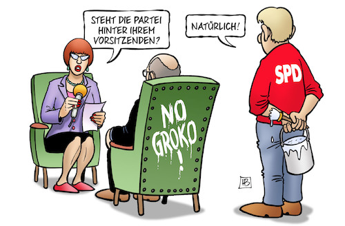 Cartoon: Partei steht hinter ihm (medium) by Harm Bengen tagged partei,spd,interview,nogroko,groko,vorsitzender,schulz,farbe,harm,bengen,cartoon,karikatur,partei,spd,interview,nogroko,groko,vorsitzender,schulz,farbe,harm,bengen,cartoon,karikatur