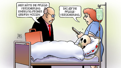 Cartoon: Pflege-Pleite (medium) by Harm Bengen tagged pleite,pflegeversicherung,tod,skelett,krankenbett,krankenhaus,krankenschwester,harm,bengen,cartoon,karikatur,pleite,pflegeversicherung,tod,skelett,krankenbett,krankenhaus,krankenschwester,harm,bengen,cartoon,karikatur