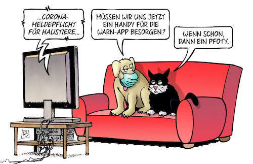 Cartoon: Pfoty (medium) by Harm Bengen tagged meldepflicht,haustiere,tv,hund,katze,kater,maske,pfoty,warnung,warnapp,app,krank,gesund,handy,smartphone,corona,covid19,virus,pandemie,harm,bengen,cartoon,karikatur,meldepflicht,haustiere,tv,hund,katze,kater,maske,pfoty,warnung,warnapp,app,krank,gesund,handy,smartphone,corona,covid19,virus,pandemie,harm,bengen,cartoon,karikatur