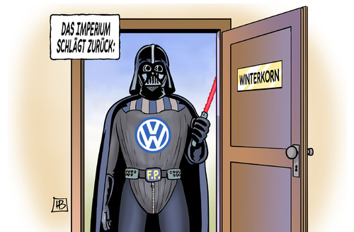 Cartoon: Piech-Winterkorn (medium) by Harm Bengen tagged piech,winterkorn,imperium,vw,porsche,machtkampf,aufsichtsrat,starwars,darth,vader,harm,bengen,cartoon,karikatur,piech,winterkorn,imperium,vw,porsche,machtkampf,aufsichtsrat,starwars,darth,vader,harm,bengen,cartoon,karikatur