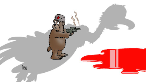 Cartoon: Pleitegeier über Russland (medium) by Harm Bengen tagged bär,pleitegeier,schatten,bankrott,sanktionen,blut,russland,ukraine,krieg,einmarsch,angriff,harm,bengen,cartoon,karikatur,bär,pleitegeier,schatten,bankrott,sanktionen,blut,russland,ukraine,krieg,einmarsch,angriff,harm,bengen,cartoon,karikatur