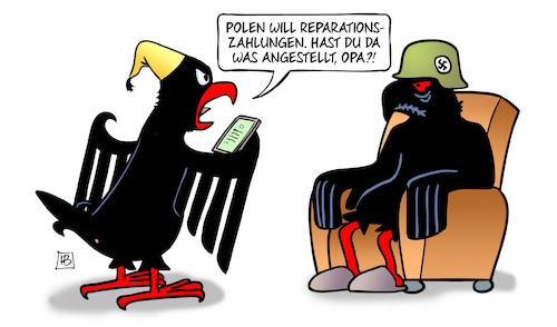 Cartoon: Polnische Reparationsforderungen (medium) by Harm Bengen tagged polen,reparationszahlungen,zweiter,weltkrieg,nazis,faschisten,opa,adler,reichsadler,bundesadler,handy,sessel,harm,bengen,cartoon,karikatur,polen,reparationszahlungen,zweiter,weltkrieg,nazis,faschisten,opa,adler,reichsadler,bundesadler,handy,sessel,harm,bengen,cartoon,karikatur