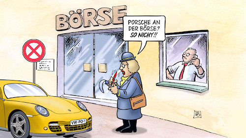 Cartoon: Porsche-Börsengang (medium) by Harm Bengen tagged politesse,parkverbot,halteverbot,vw,porsche,börse,harm,bengen,cartoon,karikatur,politesse,parkverbot,halteverbot,vw,porsche,börse,harm,bengen,cartoon,karikatur