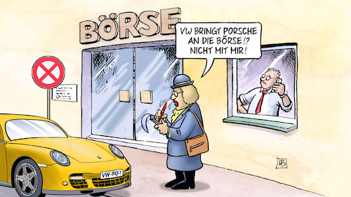 Cartoon: Porsche an die Börse (medium) by Harm Bengen tagged politesse,parkverbot,halteverbot,vw,porsche,boerse,harm,bengen,cartoon,karikatur,politesse,parkverbot,halteverbot,vw,porsche,boerse,harm,bengen,cartoon,karikatur