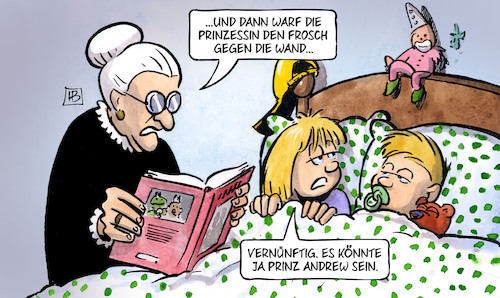 Cartoon: Prinz Andrew (medium) by Harm Bengen tagged prinzessin,frosch,wand,märchen,froschkönig,oma,enkel,susemil,prinz,andrew,royals,uk,missbrauchsskandal,eppstein,harm,bengen,cartoon,karikatur,prinzessin,frosch,wand,märchen,froschkönig,oma,enkel,susemil,prinz,andrew,royals,uk,missbrauchsskandal,eppstein,harm,bengen,cartoon,karikatur