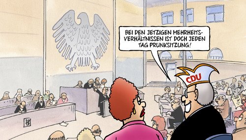 Cartoon: Prunksitzung (medium) by Harm Bengen tagged prunksitzung,karneval,mehrheit,parlament,regierungserklaerung,bundestag,merkel,kanzlerin,grosse,koalition,regierung,harm,bengen,cartoon,karikatur,prunksitzung,karneval,mehrheit,parlament,regierungserklaerung,bundestag,merkel,kanzlerin,grosse,koalition,regierung,harm,bengen,cartoon,karikatur