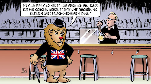 Cartoon: Pubs wieder offen (medium) by Harm Bengen tagged corona,krise,brexit,regierung,schönsaufen,alkohol,kneipe,pub,uk,gb,löwe,pandemie,harm,bengen,cartoon,karikatur,corona,krise,brexit,regierung,schönsaufen,alkohol,kneipe,pub,uk,gb,löwe,pandemie,harm,bengen,cartoon,karikatur