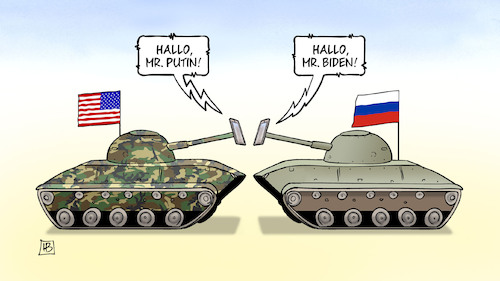 Cartoon: Putin-Biden-Videokonferenz (medium) by Harm Bengen tagged putin,biden,videokonferenz,usa,russland,panzer,krieg,bedrohung,harm,bengen,cartoon,karikatur,putin,biden,videokonferenz,usa,russland,panzer,krieg,bedrohung,harm,bengen,cartoon,karikatur