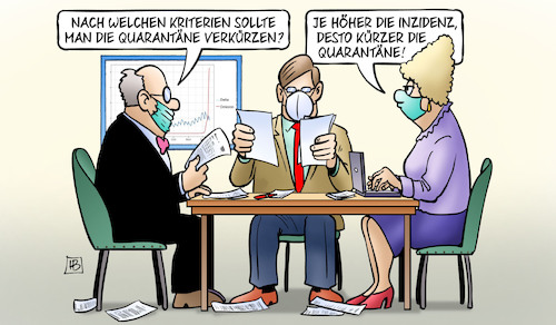 Cartoon: Quarantäne-Verkürzung (medium) by Harm Bengen tagged kriterien,quarantäne,verkürzung,inzidenz,experten,corona,diskussion,harm,bengen,cartoon,karikatur,kriterien,quarantäne,verkürzung,inzidenz,experten,corona,diskussion,harm,bengen,cartoon,karikatur