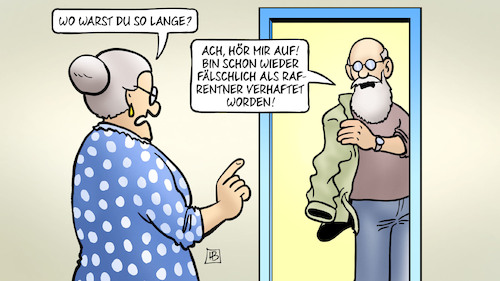 Cartoon: RAF-Rentner (medium) by Harm Bengen tagged polizei,fahndung,bka,raubüberfall,raf,mitglieder,dritte,generation,rentner,aktenzeichen,xy,wuppertal,susemil,harm,bengen,cartoon,karikatur,polizei,fahndung,bka,raubüberfall,raf,mitglieder,dritte,generation,rentner,aktenzeichen,xy,wuppertal,susemil,harm,bengen,cartoon,karikatur