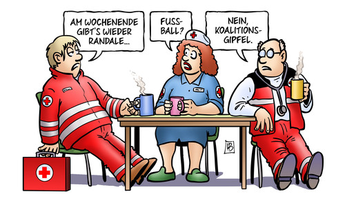 Cartoon: Randale (medium) by Harm Bengen tagged randale,koalitionsgipfel,cdu,csu,fdp,rettungssanitäter,krankenwagen,krankenhaus,streit,harm,bengen,cartoon,karikatur,randale,koalitionsgipfel,cdu,csu,fdp,rettungssanitäter,krankenwagen,krankenhaus,streit,harm,bengen,cartoon,karikatur