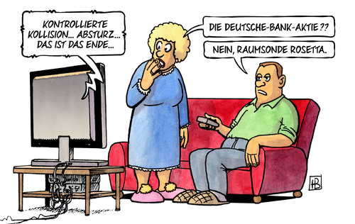 Cartoon: Rosetta und Dt. Bank (medium) by Harm Bengen tagged kollision,ende,raumsonde,rosetta,komet,tschuri,landung,deutsche,bank,absturz,börse,aktien,crash,frankfurt,harm,bengen,cartoon,karikatur,kollision,ende,raumsonde,rosetta,komet,tschuri,landung,deutsche,bank,absturz,börse,aktien,crash,frankfurt,harm,bengen,cartoon,karikatur