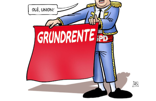 Cartoon: Rotes Tuch Grundrente (medium) by Harm Bengen tagged rotes,tuch,grundrente,union,spd,groko,streit,bedürftigkeitsprüfung,hubertus,heil,torero,harm,bengen,cartoon,karikatur,rotes,tuch,grundrente,union,spd,groko,streit,bedürftigkeitsprüfung,hubertus,heil,torero,harm,bengen,cartoon,karikatur