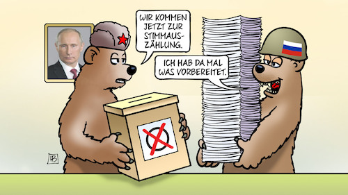 Cartoon: Russland-Wahl (medium) by Harm Bengen tagged russland,wahl,stimmauszaehlung,putin,baeren,wahlurne,paperstapel,manipulation,faelschung,wahlfaelschung,harm,bengen,cartoon,karikatur,russland,wahl,stimmauszaehlung,putin,baeren,wahlurne,paperstapel,manipulation,faelschung,wahlfaelschung,harm,bengen,cartoon,karikatur