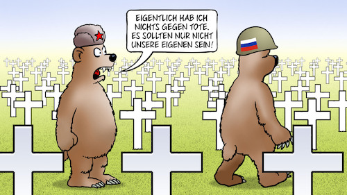 Cartoon: Russlands Tote (medium) by Harm Bengen tagged tote,friedhof,bären,krieg,ukraine,russland,harm,bengen,cartoon,karikatur,tote,friedhof,bären,krieg,ukraine,russland,harm,bengen,cartoon,karikatur