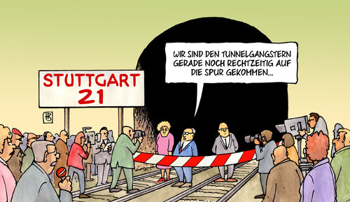 Cartoon: S21-Rückzug (medium) by Harm Bengen tagged rückzug,s21,stuttgart,21,kosten,bahnhof,kopfbahnhof,tiefbahnhof,k21,finanzierung,tunnel,tunnelgangster,ramsauer,db,fehlplanung,kostendruck,dossier,verkehrministerium,harm,bengen,cartoon,karikatur,rückzug,s21,stuttgart,21,kosten,bahnhof,kopfbahnhof,tiefbahnhof,k21,finanzierung,tunnel,tunnelgangster,ramsauer,db,fehlplanung,kostendruck,dossier,verkehrministerium,harm,bengen,cartoon,karikatur