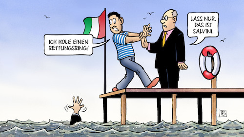 Cartoon: Salvini-Rettung (medium) by Harm Bengen tagged salvini,italien,innenminister,rettungsring,regierung,neuwahlen,wasser,steg,migration,flüchtlinge,seenotrettung,harm,bengen,cartoon,karikatur,salvini,italien,innenminister,rettungsring,regierung,neuwahlen,wasser,steg,migration,flüchtlinge,seenotrettung,harm,bengen,cartoon,karikatur