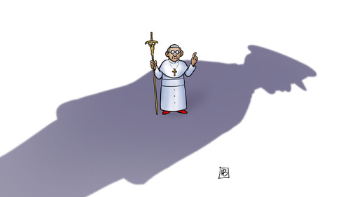 Cartoon: Schatten auf Franziskus (medium) by Harm Bengen tagged franziskus,argentinien,militaerdiktatur,papst,katholik,papstwahl,rom,katholische,kirche,vatikan,wahl,harm,bengen,cartoon,karikatur,franziskus,argentinien,militaerdiktatur,papst,katholik,papstwahl,rom,katholische,kirche,vatikan,wahl,harm,bengen,cartoon,karikatur