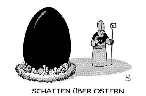 Cartoon: Schatten über Ostern (medium) by Harm Bengen tagged kindheit,kind,missbrauch,kirche,internat,heim,skandal,religion,kinder,sexueller missbrauch,misshandlung,gewalt,sexueller