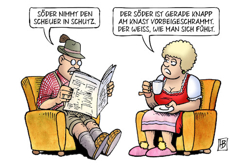 Cartoon: Scheuer und Söder (medium) by Harm Bengen tagged scheuer,pkw,maut,affäre,untersuchungsausschuss,betreiber,schadensersatz,zwangshaft,eugh,knast,gefängnis,umwelthilfe,fahrverbote,kretschmann,söder,bayern,harm,bengen,cartoon,karikatur,scheuer,pkw,maut,affäre,untersuchungsausschuss,betreiber,schadensersatz,zwangshaft,eugh,knast,gefängnis,umwelthilfe,fahrverbote,kretschmann,söder,bayern,harm,bengen,cartoon,karikatur