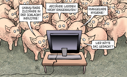 Cartoon: Schlachtabstände (medium) by Harm Bengen tagged unhaltbare,zustände,schlachtindustrie,abstände,mangelnde,hygiene,schweine,stall,tv,corona,coronavirus,ansteckung,pandemie,epidemie,krankheit,schaden,harm,bengen,cartoon,karikatur,unhaltbare,zustände,schlachtindustrie,abstände,mangelnde,hygiene,schweine,stall,tv,corona,coronavirus,ansteckung,pandemie,epidemie,krankheit,schaden,harm,bengen,cartoon,karikatur