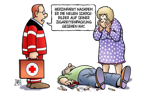 Cartoon: Schockbilder (medium) by Harm Bengen tagged schockbilder,zigarettenpackung,zigaretten,packung,tabak,tabaklobby,lobby,tabakrichtlinie,eu,gesundheit,notarzt,herzinfarkt,harm,bengen,cartoon,karikatur,schockbilder,zigarettenpackung,zigaretten,packung,tabak,tabaklobby,lobby,tabakrichtlinie,eu,gesundheit,notarzt,herzinfarkt,harm,bengen,cartoon,karikatur