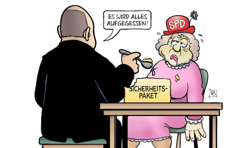 Cartoon: Scholz droht Abweichlern (medium) by Harm Bengen tagged scholz,droht,abweichler,spd,alte,tante,sicherheitspaket,asylpolitik,füttern,zwang,essen,harm,bengen,cartoon,karikatur,scholz,droht,abweichler,spd,alte,tante,sicherheitspaket,asylpolitik,füttern,zwang,essen,harm,bengen,cartoon,karikatur