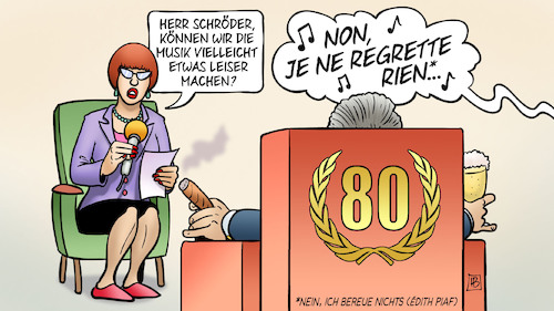 Cartoon: Schröder 80 (medium) by Harm Bengen tagged gerhard,schröder,altkanzler,gazprom,putin,80,geburtstag,interview,spd,harm,bengen,cartoon,karikatur,gerhard,schröder,altkanzler,gazprom,putin,80,geburtstag,interview,spd,harm,bengen,cartoon,karikatur