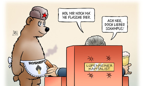 Cartoon: Schröder und Rosneft (medium) by Harm Bengen tagged schröder,rosneft,flasche,bier,schampus,aufsichtsrat,spd,altkanzler,lupenreiner,kapitalist,russland,harm,bengen,cartoon,karikatur,schröder,rosneft,flasche,bier,schampus,aufsichtsrat,spd,altkanzler,lupenreiner,kapitalist,russland,harm,bengen,cartoon,karikatur