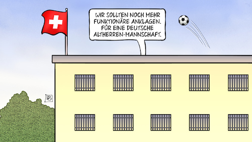 Cartoon: Schweizer DFB-Anklagen (medium) by Harm Bengen tagged zwanziger,niersbach,schmidt,schweiz,dfb,anklagen,betrug,sommermärchen,wm,2006,fussball,knast,gefängnis,funktionäre,deutsche,altherren,mannschaft,harm,bengen,cartoon,karikatur,zwanziger,niersbach,schmidt,schweiz,dfb,anklagen,betrug,sommermärchen,wm,2006,fussball,knast,gefängnis,funktionäre,deutsche,altherren,mannschaft,harm,bengen,cartoon,karikatur