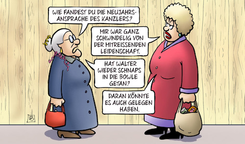 Cartoon: Schwindelig (medium) by Harm Bengen tagged neujahrsansprache,kanzler,scholz,schwindelig,leidenschaft,schnaps,bowle,silvester,susemil,jutta,zaun,luftschlangen,harm,bengen,cartoon,karikatur,neujahrsansprache,kanzler,scholz,schwindelig,leidenschaft,schnaps,bowle,silvester,susemil,jutta,zaun,luftschlangen,harm,bengen,cartoon,karikatur