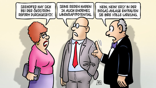 Cartoon: Seehofer-Biogas (medium) by Harm Bengen tagged seehofer,ökostrom,reform,reden,windkraftpotential,biogasanlage,biomasse,wirkung,csu,bundesregierung,koalition,harm,bengen,cartoon,karikatur,seehofer,ökostrom,reform,reden,windkraftpotential,biogasanlage,biomasse,wirkung,csu,bundesregierung,koalition,harm,bengen,cartoon,karikatur