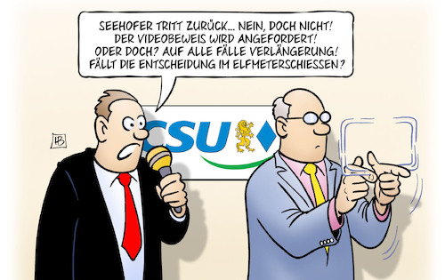 Cartoon: Seehofer und Videobeweis (medium) by Harm Bengen tagged videobeweis,fussball,verlängerung,entscheidung,elfmeterschiessen,wm,reporter,merkel,seehofer,asylpolitik,unionsstreit,unionsfrieden,csu,cdu,christdemokraten,flüchtlinge,harm,bengen,cartoon,karikatur,videobeweis,fussball,verlängerung,entscheidung,elfmeterschiessen,wm,reporter,merkel,seehofer,asylpolitik,unionsstreit,unionsfrieden,csu,cdu,christdemokraten,flüchtlinge,harm,bengen,cartoon,karikatur