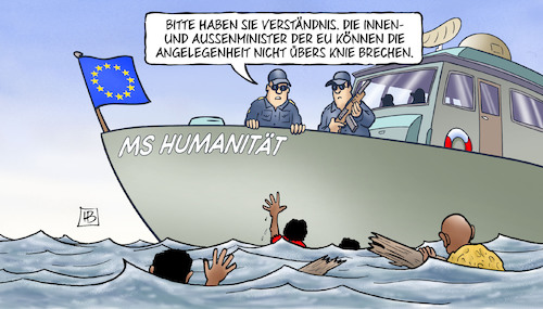 Cartoon: Seenotrettungsberatungen (medium) by Harm Bengen tagged seenotrettungsberatungen,verständnis,innenminister,aussenminister,eu,europa,flüchtlinge,migranten,ertrinken,mittelmeer,harm,bengen,cartoon,karikatur,seenotrettungsberatungen,verständnis,innenminister,aussenminister,eu,europa,flüchtlinge,migranten,ertrinken,mittelmeer,harm,bengen,cartoon,karikatur