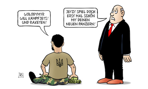 Cartoon: Selenskyj will Kampfjets (medium) by Harm Bengen tagged wolodymyr,selenskyj,kampfjets,raketen,spielen,leopard,panzer,bundeswehr,krieg,ukraine,russland,harm,bengen,cartoon,karikatur,wolodymyr,selenskyj,kampfjets,raketen,spielen,leopard,panzer,bundeswehr,krieg,ukraine,russland,harm,bengen,cartoon,karikatur