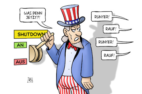 Shutdown An Aus von Harm Bengen | Politik Cartoon | TOONPOOL
