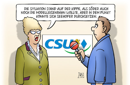 Cartoon: Söder-Seehofer (medium) by Harm Bengen tagged söder,seehofer,csu,ministerpräsident,parteivorsitzender,wechsel,kippe,modelleisenbahn,harm,bengen,cartoon,karikatur,söder,seehofer,csu,ministerpräsident,parteivorsitzender,wechsel,kippe,modelleisenbahn,harm,bengen,cartoon,karikatur