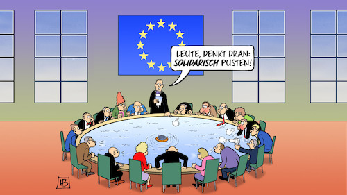 Cartoon: Solidarisch pusten (medium) by Harm Bengen tagged solidarisch,pusten,eu,europa,gipfel,grenada,tisch,wasser,flüchtlinge,migration,asyl,abschottung,harm,bengen,cartoon,karikatur,solidarisch,pusten,eu,europa,gipfel,grenada,tisch,wasser,flüchtlinge,migration,asyl,abschottung,harm,bengen,cartoon,karikatur