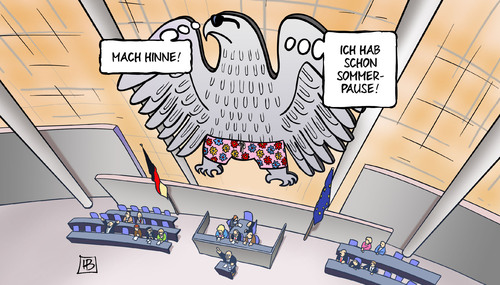 Cartoon: Sommerpause 2013 (medium) by Harm Bengen tagged sommerpause,2013,parlament,bundestag,adler,debatte,badehose,sonnenbrille,harm,bengen,cartoon,karikatur,sommerpause,2013,parlament,bundestag,adler,debatte,badehose,sonnenbrille,harm,bengen,cartoon,karikatur