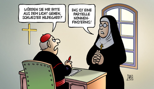 Cartoon: Sonnenfinsternis (medium) by Harm Bengen tagged sonnenfinsternis,sofi,partielle,nonne,kirche,schatten,licht,finsternis,harm,bengen,cartoon,karikatur,sonnenfinsternis,sofi,partielle,nonne,kirche,schatten,licht,finsternis,harm,bengen,cartoon,karikatur