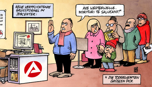 Cartoon: Spätrömische Dekadenz (medium) by Harm Bengen tagged spätrömische,dekadenz,hartz,iv,aussenminister,westerwelle,fdp,jobcenter,latein,grußformel,todgeweihte,provokation,beleidigung,spätrömische,dekadenz,hartz,iv,aussenminister,guido westerwelle,fdp,jobcenter,latein,grußformel,todgeweihte,provokation,beleidigung,guido,westerwelle