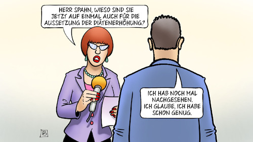 Cartoon: Spahn und Diäten (medium) by Harm Bengen tagged spahn,cdu,aussetzung,diätenerhöhung,interview,harm,bengen,cartoon,karikatur,spahn,cdu,aussetzung,diätenerhöhung,interview,harm,bengen,cartoon,karikatur