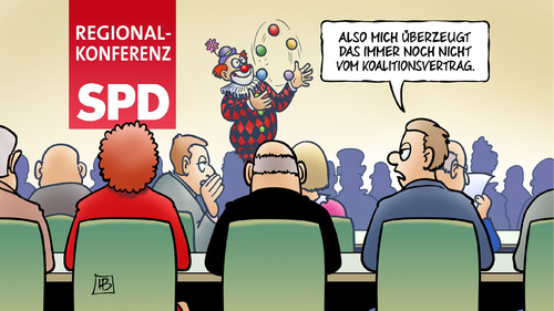 Cartoon: SPD-Jonglage (medium) by Harm Bengen tagged karikatur,cartoon,bengen,harm,koalition,grosse,spd,csu,cdu,rot,bundesregierung,schwarz,abstimmen,ministerposten,rollenverteilung,mitgliederbefragung,koalitionsvertrag,regionalkonferenz,regionalkonferenzen,jonglieren,jonglage,jonglage,jonglieren,regionalkonferenzen,regionalkonferenz,koalitionsvertrag,mitgliederbefragung,rollenverteilung,ministerposten,abstimmen,schwarz,bundesregierung,rot,cdu,csu,spd,grosse,koalition,harm,bengen,cartoon,karikatur